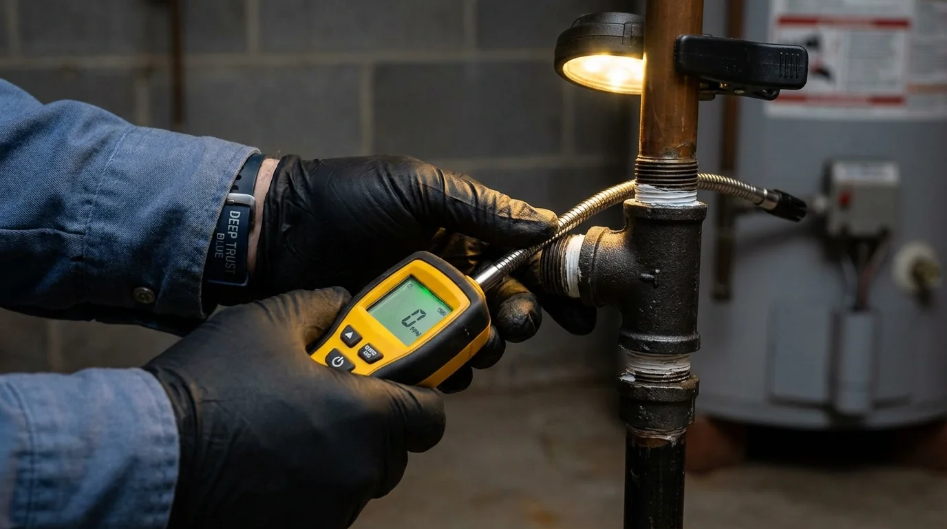 Gas leak detection with electronic sniffer by Johns Plumbing LLC in Fowler