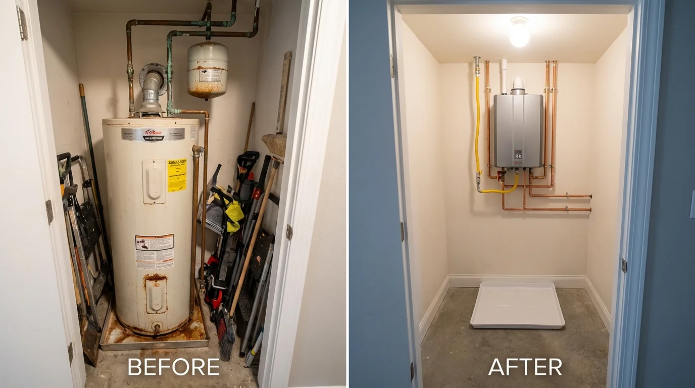 Tank water heater versus wall-mounted tankless unit comparison for Fowler, CO homeowners